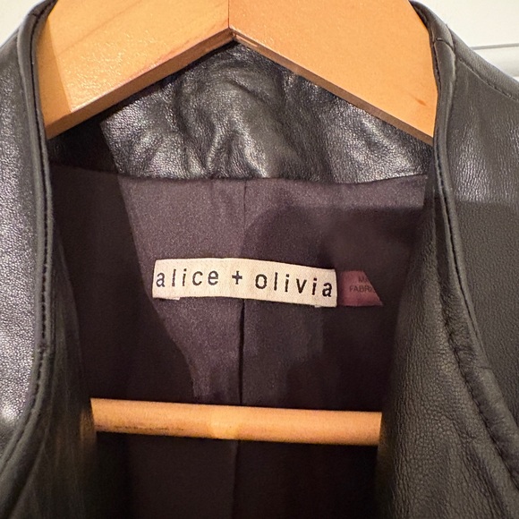 Alice + Olivia Black Leather Jacket “Always Right” - Picture 3 of 5
